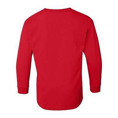 Batman Vintage Bat Logo On Red Youth Long Sleeve Sweatshirt