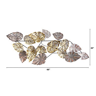 5.5’ X 2’ Scattered Metal Leaves Wall Art Decor
