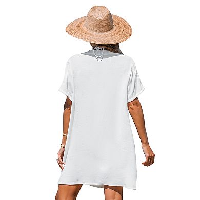 Women's CUPSHE V-Neck Swim Cover-Up Mini Dress