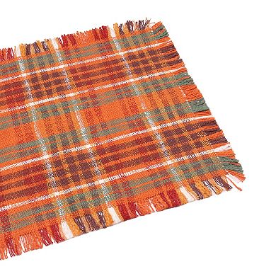 Celebrate Together??? Fall Warm Woven Plaid Fringed Placemat