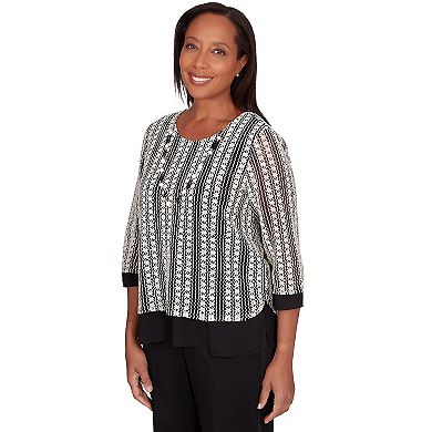 Women's Alfred Dunner Striped Texture Top with Necklace