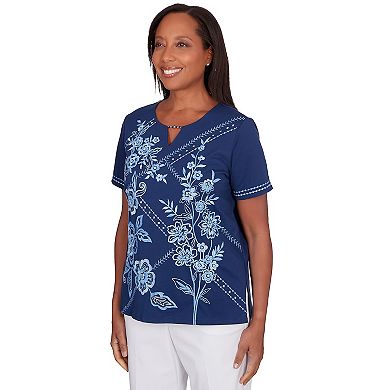 Women's Alfred Dunner Monotone Embroidery Top