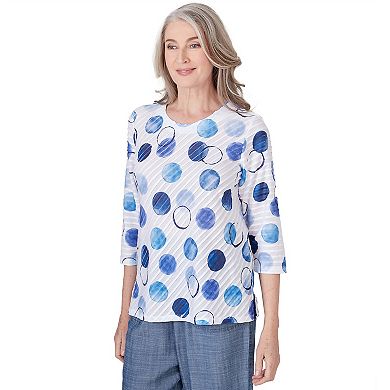 Women's Alfred Dunner Dotted Three Quarter Sleeve Top