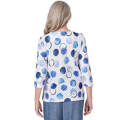Women's Alfred Dunner Dotted Three Quarter Sleeve Top