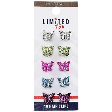 Girls Limited Too 10-Piece Butterfly Metallic Mini Claw Clips