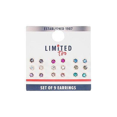 Girls Limited Too 9-Pair Heart Stud Earring Set