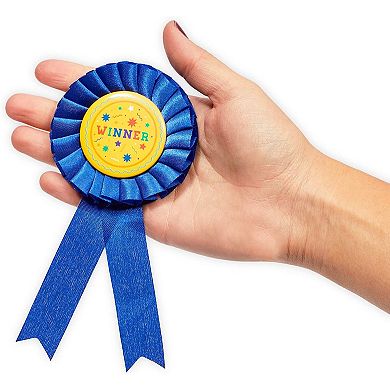 Blue Rosette Award Ribbons Set, Winner (3 X 6 Inches, 12 Pack)