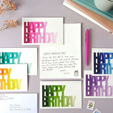 48 Pack 4x6-inch Happy Birthday Cards With Envelopes (6 Colorful Assortment)