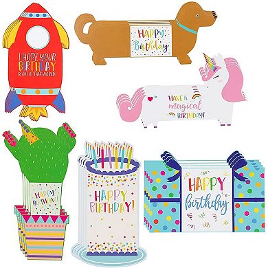 24-pack Unique And Fun Die Cut Tri-fold Kids Happy Birthday Cards With Envelope