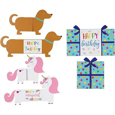 24-pack Unique And Fun Die Cut Tri-fold Kids Happy Birthday Cards With Envelope