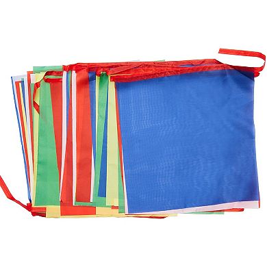 25 Tibetan Prayer Flags, Traditional Design With 5 Element Colors, 9.5 X 9.5 In