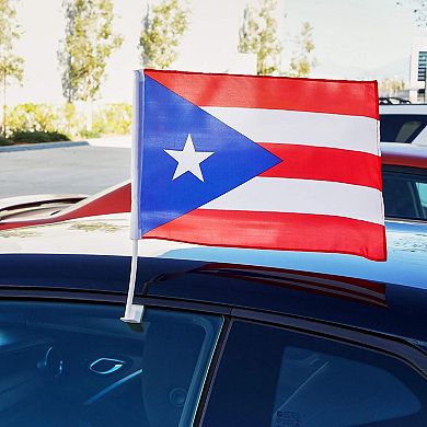Puerto Rico Car Flags With Window Mount Clip (12 X 17 Inches, 12 Pack)
