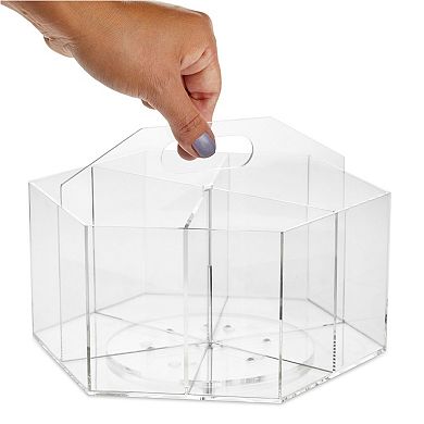 360 Degree Spinning Desk Organizer, Acrylic Rotating Pencil Holder, 7.6 X 6.3 In