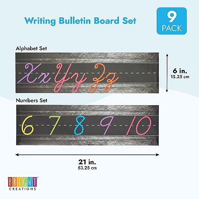 9x Bulletin Board Borders Number & Cursive Alphabet Letter Wall Strip For Class