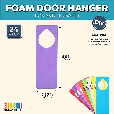 Eva Foam Door Hangers For Diy Crafts, 8 Colors (3.25 X 9.5 Inches, 24 Pack)