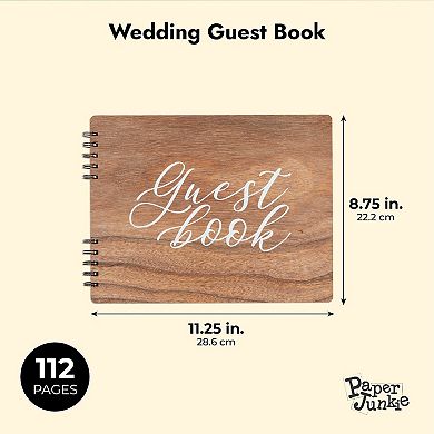 Rustic Style Wooden Guest Book For Wedding Reception, Baby Shower, 11.25x8.75 In