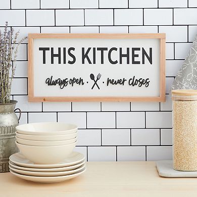 Kitchen Signs Wall Decor Farmhouse, This Kitchen Always Open Never Closes,16"x8"