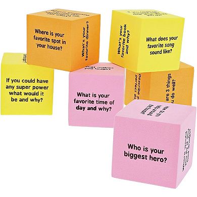6pc Conversation Starters Cubes, Kids Educational Activities, 1.5 Inches
