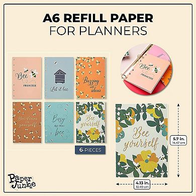 6 Pack A6 Schedule Planner Refill Paper With 6 Designs, 40 Sheet Each 4.1 X 5.8"