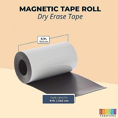 Dry Erase Reusable Magnetic Tape Roll, 4-inch Wide (8 Ft)