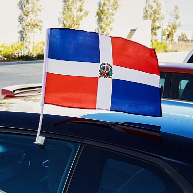 Dominican Republic Car Flags With Window Mount Clip (12 X 17 Inches, 12 Pack)