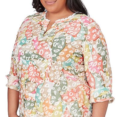 Plus Size Alfred Dunner V-Neck Abstract Animal Print Top