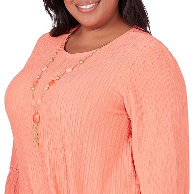 Plus Size Alfred Dunner Solid Texture Top with Side Tie