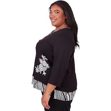 Plus Size Alfred Dunner Flower Top With Animal Trim