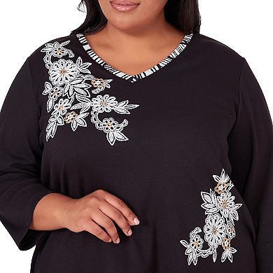 Plus Size Alfred Dunner Flower Top With Animal Trim