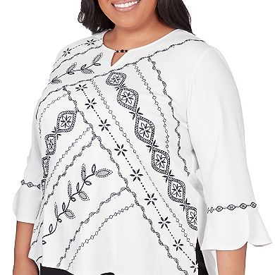 Plus Size Alfred Dunner Embroidered Leaf Top