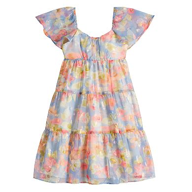 Girls 7-16 Bonnie Jean Jacquard Chiffon Tiered Dress