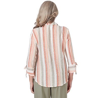 Women's Alfred Dunner Striped Textured Button Down Top