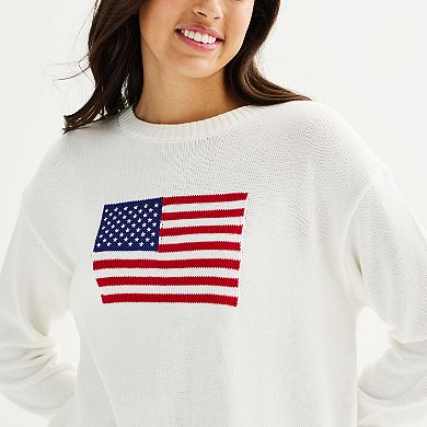 Juniors' Harper & Ivy American Flag Sweater