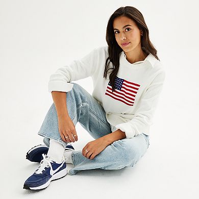 Juniors' Harper & Ivy American Flag Sweater