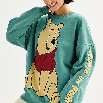 Disney's Winnie The Pooh Cute Pose Juniors' Oversized Graphic Pullover