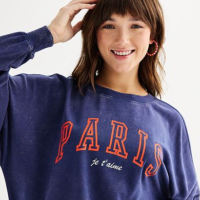 Juniors' Paris Je T'aime Oversized Graphic Pullover