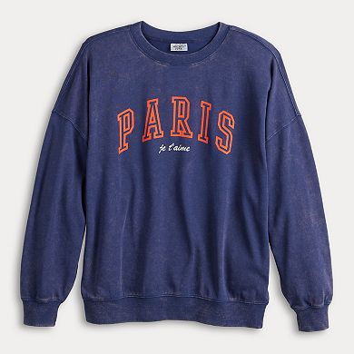 Juniors' Paris Je T'aime Oversized Graphic Pullover