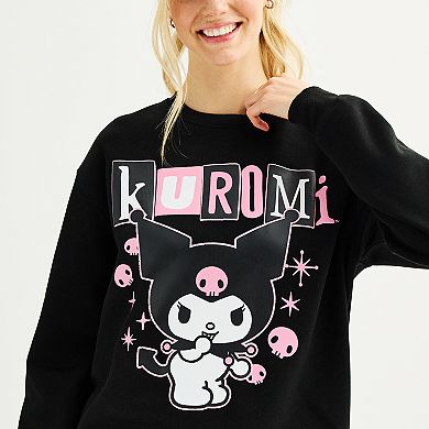 Juniors' Kuromi Crewneck Graphic Pullover