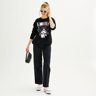 Juniors' Kuromi Crewneck Graphic Pullover