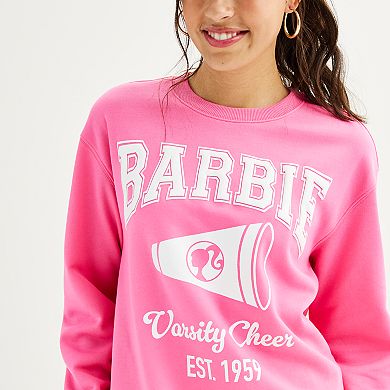 Juniors' Barbie Cheer Crewneck Graphic Pullover