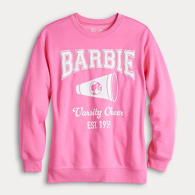 Juniors' Barbie Cheer Crewneck Graphic Pullover