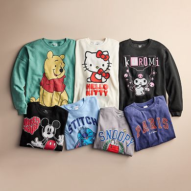 Juniors' Snoopy Crewneck Graphic Pullover