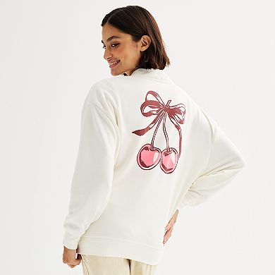 Juniors' Cherries With Bow Graphic Cardigan