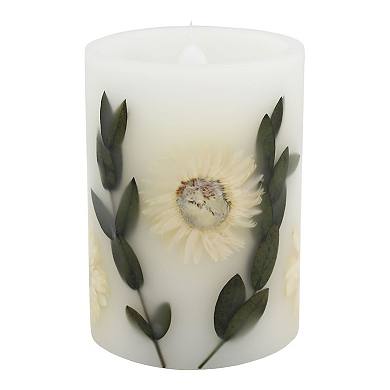 Sonoma Goods For Life Yellow Dried Floral Small LED Pillar Candle