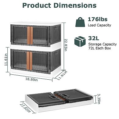 Foldable Storage Bins With Lid Set Of 2