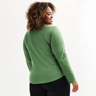 Plus Size Sonoma Goods For Life® Everyday Long Sleeve Crewneck T-Shirt