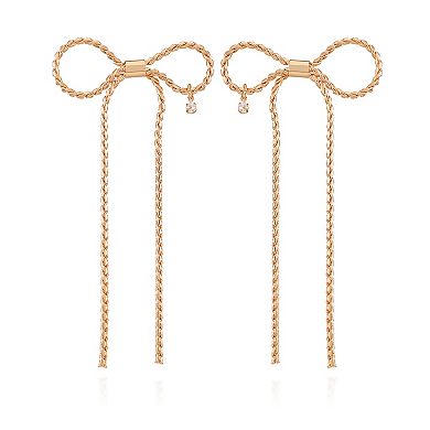 Berry Jewelry Gold Tone Long Bow Chain Earrings