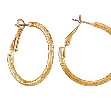 Berry Jewelry Gold Tone Twisted Rope Hoop Earrings