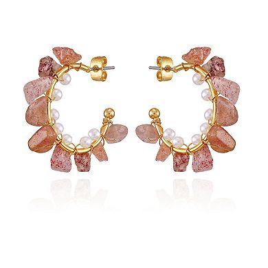 Berry Jewelry Semi-Precious Stone Hoop Earrings