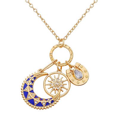 Berry Jewelry Gold Tone Blue Moon Charm Necklace